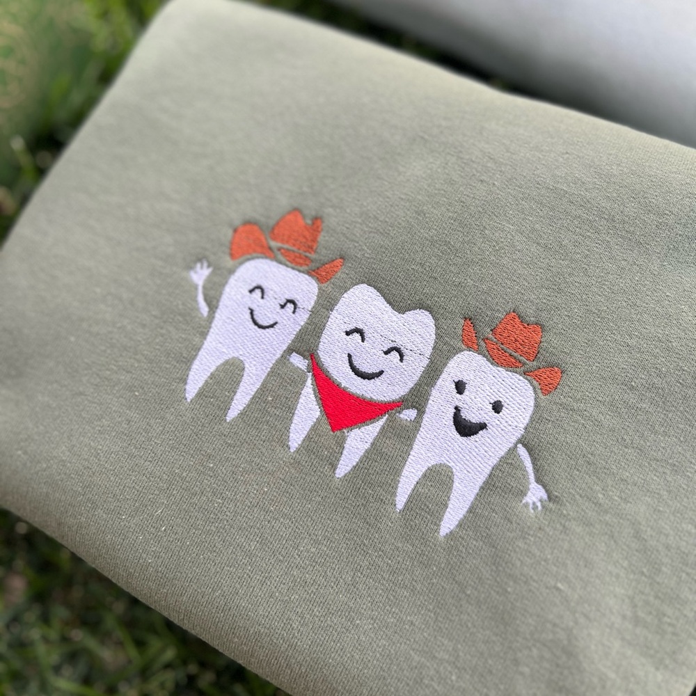 Gildan Olive Sweatshirt with Tooth Cowboy Design